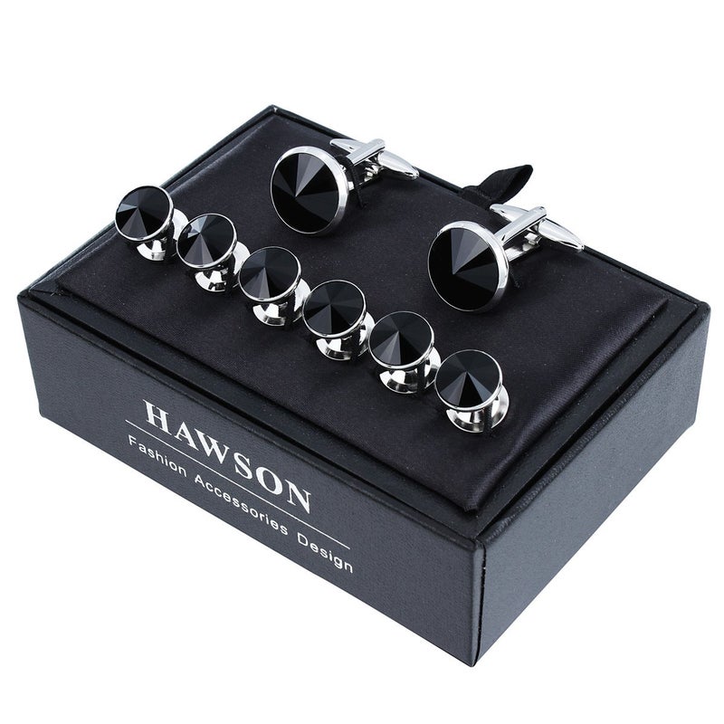 HAWSON Cufflinks for Men with 4/6 pcs Shirt Studs Set, Gift Box Packed, Mens Jewelry or Accessories for Wedding, Party, Anniversary, Birthday - Image 2