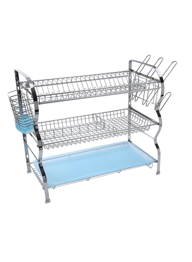 Royalford 3 Layer Wall Hanging Dish Rack With Attached Pp Drain Board Hold 23 Plates 66.5X26X47.7Cm Multicolor - Image 1