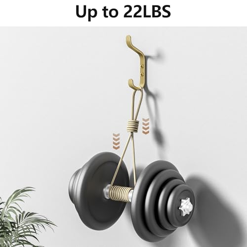 Chinpakden Wall Hook for Hanging Coats - Stainless Coat Hook 5 Pack Wall Mount for Backpack, Bag, Keys and Towel, Double Hook in Closet, Entryway, Door, Bathroom and Farmhouse, Hold Up to 22Lbs, Gold. - Image 4