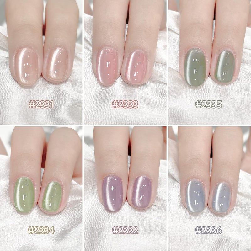GAOY Cat Eye Gel Nail Polish Set with Magnet for Green Blue Pink Glitter Holographic Cat Eye, Salon Gel Manicure and Nail Art DIY at Home, Minty Fresh - Image 3