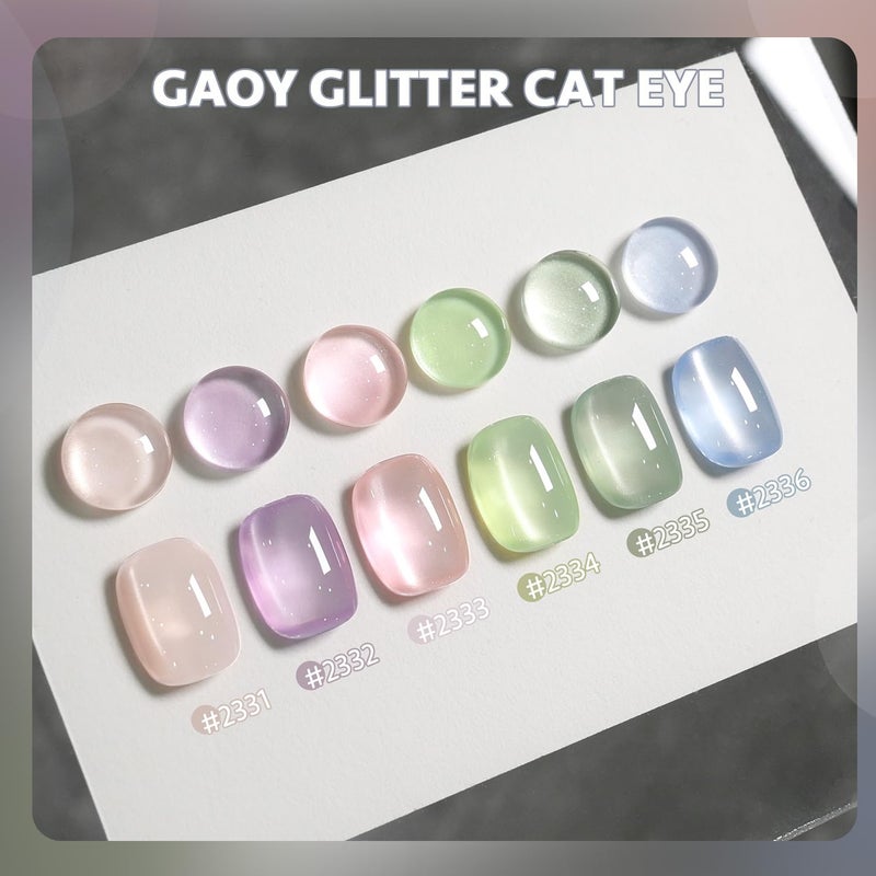 GAOY Cat Eye Gel Nail Polish Set with Magnet for Green Blue Pink Glitter Holographic Cat Eye, Salon Gel Manicure and Nail Art DIY at Home, Minty Fresh - Image 2