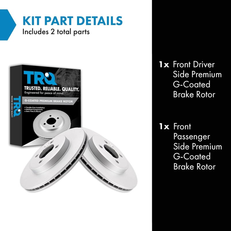TRQ Front Brake Rotor Set G Coated Vented Compatible with 2002-2006 Mini Cooper - Image 2
