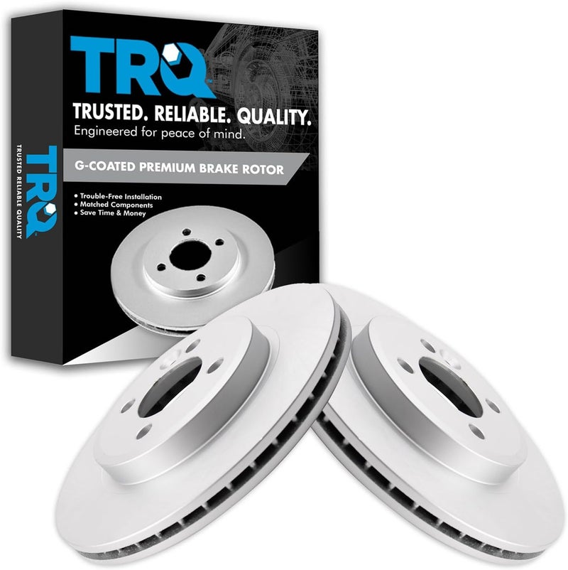 TRQ Front Brake Rotor Set G Coated Vented Compatible with 2002-2006 Mini Cooper - Image 1