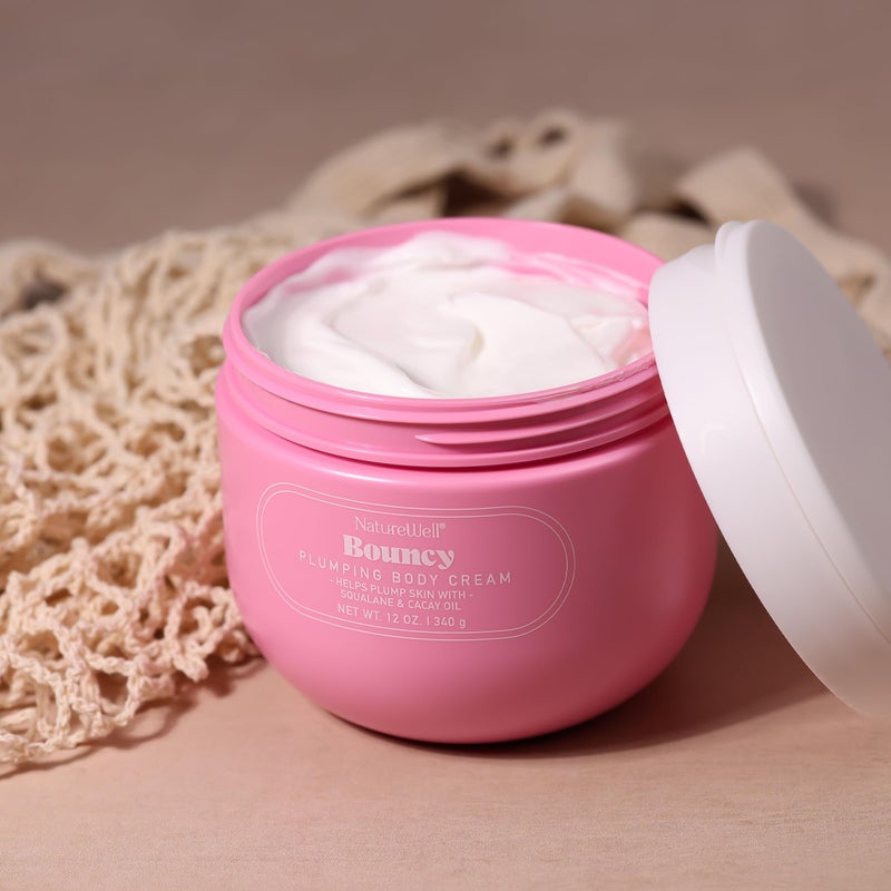 NATURE WELL Bouncy Plumping & Moisturizing Body Cream, Lightweight & Quick-Absorbing Formula to Help Visibly Firm & Smooth Skin, Scented with Tuberose, Dragonfruit, Lychee & Golden Amber, 12 Oz - Image 3