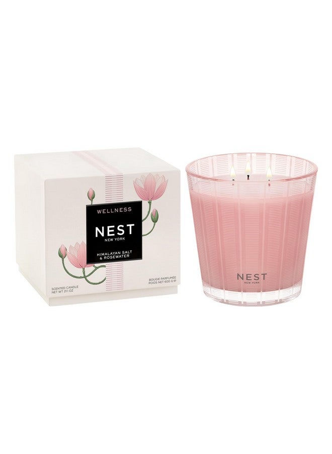 Nest New York NEST New York Scented 3-Wick Candle, Himalayan Salt & Rosewater - 21.2 oz - Up to 100-Hour Burn Time - Reusable Glass Vessel  - Image 1