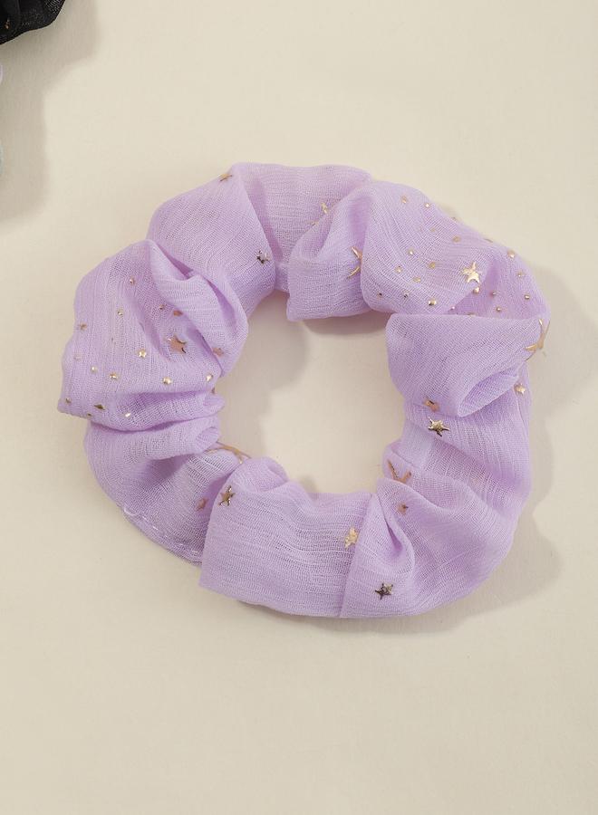 Take Two Set of 6 - Star Print Hair Scrunchies - Image 2