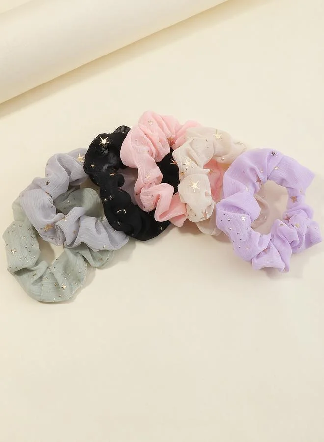 Take Two  Set of 6 - Star Print Hair Scrunchies for Women | Best Price UAE