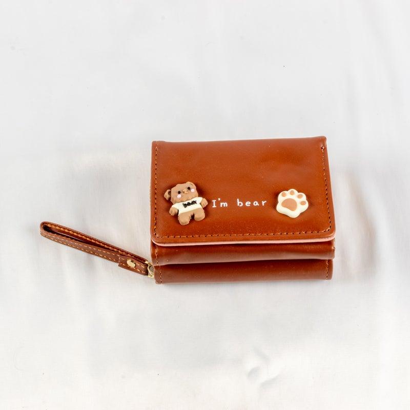 محفظة وحاملة بطاقات جلد بني تحتوي على جيوب متعددة للنقود والبطاقات - Image 1