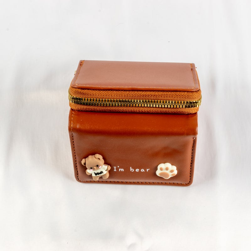 محفظة وحاملة بطاقات جلد بني تحتوي على جيوب متعددة للنقود والبطاقات - Image 4