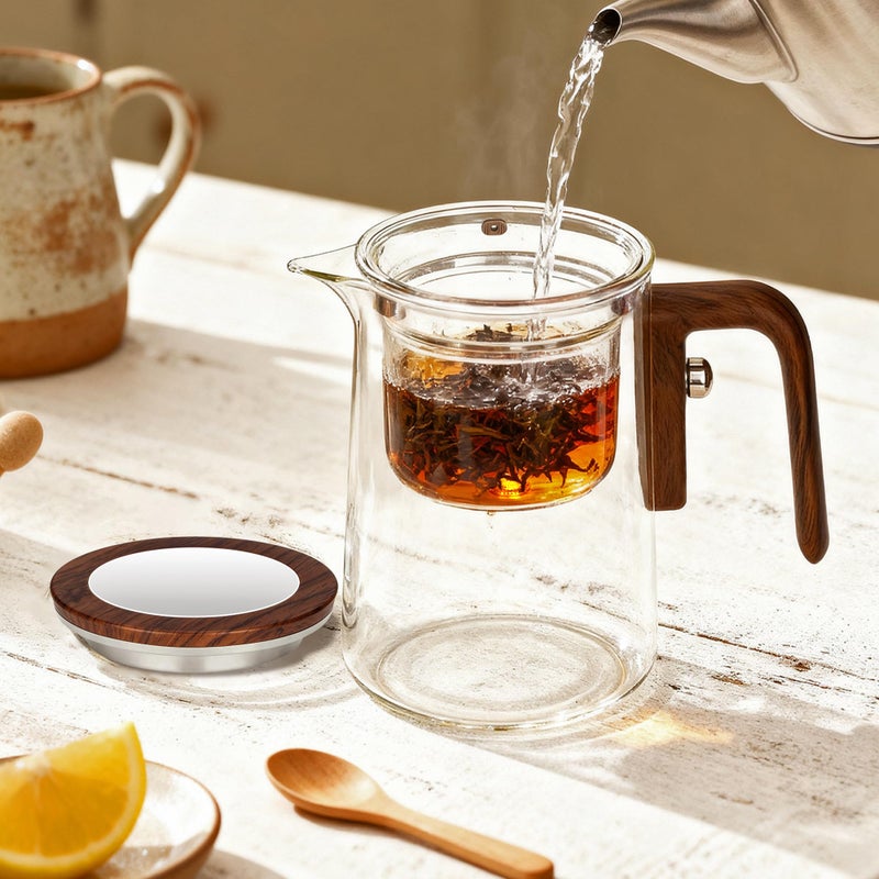 MACTANO Enchant Series Glass Magic Teapot with Magnetic Infuser, Modern Personal Tea Pot for Loose Leaf Tea Visual Brewing Easy Clean - 20.29 oz - Image 3