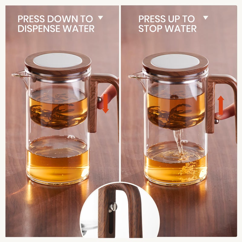 MACTANO Enchant Series Glass Magic Teapot with Magnetic Infuser, Modern Personal Tea Pot for Loose Leaf Tea Visual Brewing Easy Clean - 20.29 oz - Image 2