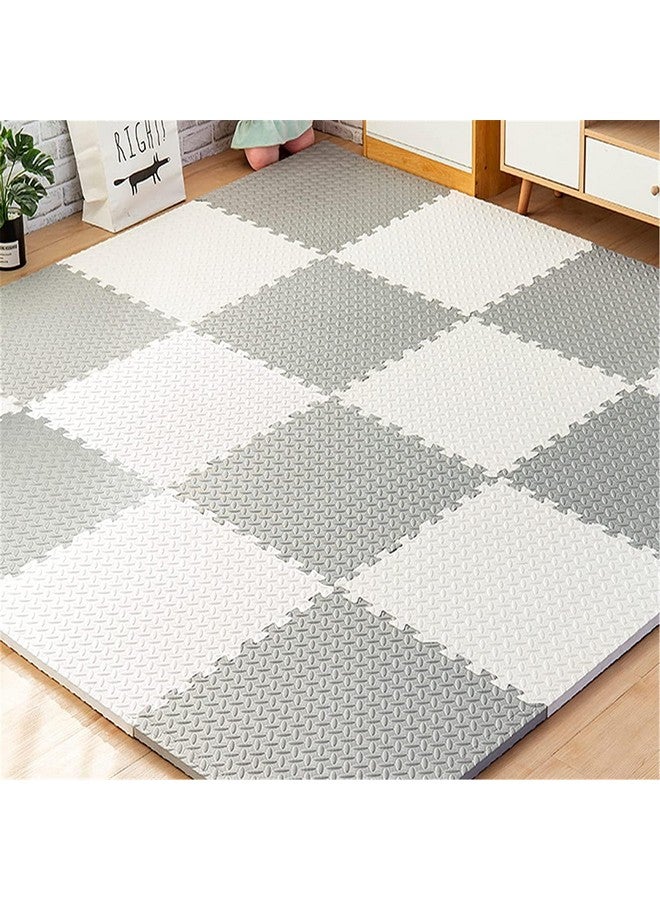 سيجناترون سجادة تمارين الألغاز للأطفال من سيجناترون، 9 بلاطات - 36 قدمًا مربعًا، مع بلاطات متشابكة من إسفنج إيثيلين فينيل أسيتات، وأرضيات واقية للمكتب والمنزل والمدرسة وصالة الألعاب الرياضية (رمادي - أبيض) - Image 2