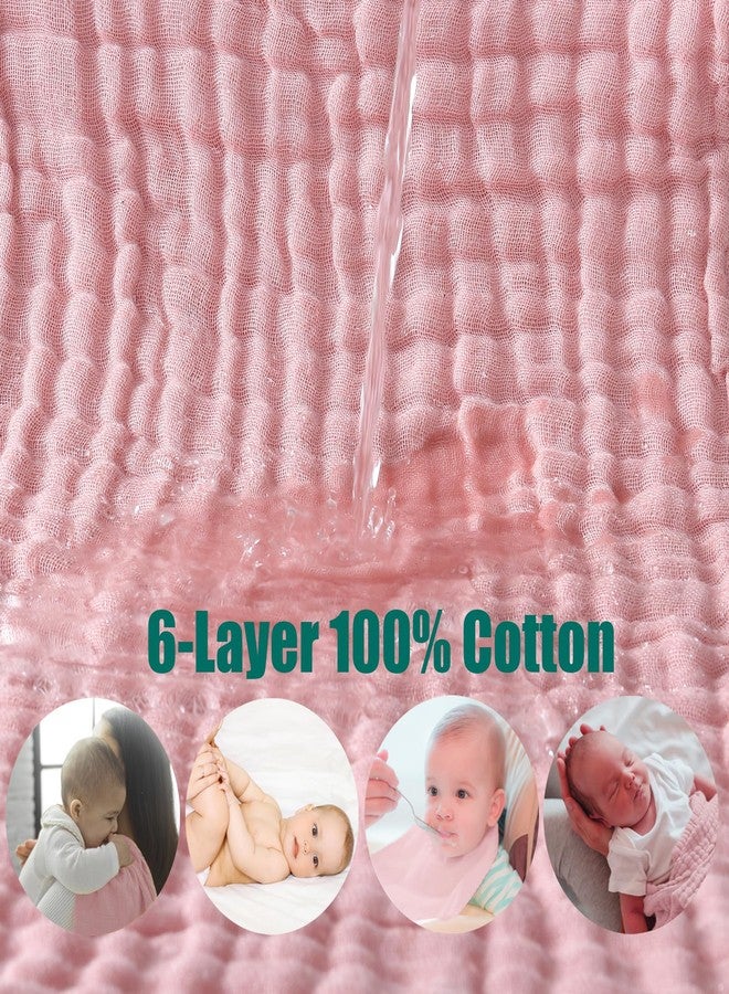 SnugOre Muslin Burp Cloths 5 Pack Large 20x12 inches Baby Burping Cloths, 6-Layer 100% Cotton for Newborn Boys Girls, Ultra Soft & Absorbent (White & Pink) - Image 3