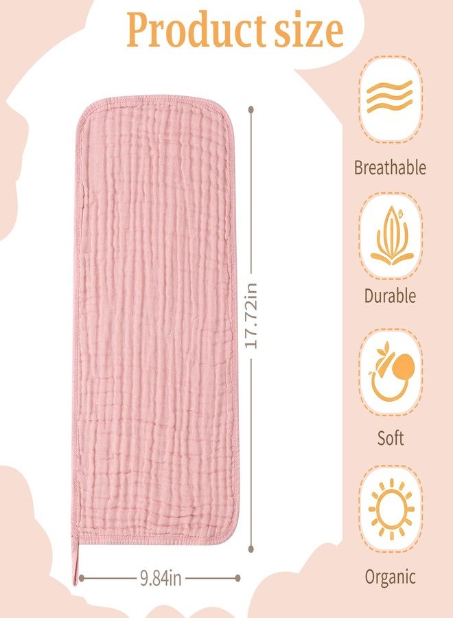 SnugOre Muslin Burp Cloths 5 Pack Large 20x12 inches Baby Burping Cloths, 6-Layer 100% Cotton for Newborn Boys Girls, Ultra Soft & Absorbent (White & Pink) - Image 2