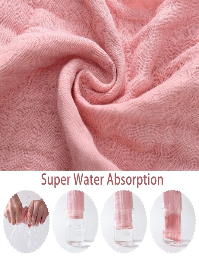 SnugOre Muslin Burp Cloths 5 Pack Large 20x12 inches Baby Burping Cloths, 6-Layer 100% Cotton for Newborn Boys Girls, Ultra Soft & Absorbent (White & Pink) - Image 4