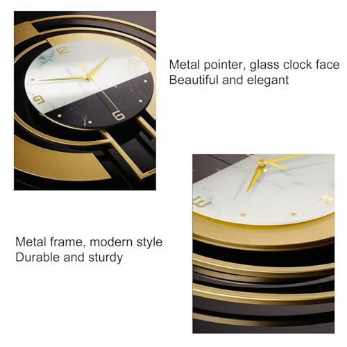 R RUNILEX European Style Luxury Living Room Analog Clock 3D Diamonds Non-Ticking Silent Creative Personality Metal Large Quartz Art Wall Decorative (Multi) (BL Marble Gold Clock) - Image 5