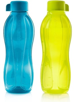 Tupperware زجاجة مياه إيكو باللون الأزرق البحري والليمون 750 مل 2 قطعة  - Image 1