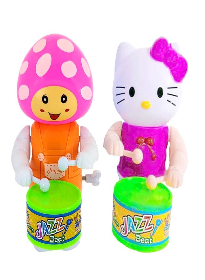 PRIMEFAIR Funny Cute Drummer Key-Operated Toy for Toddler Baby Dancing Action for Kids Toys (Plastic,Multi Color, Pack of 2) - Image 1