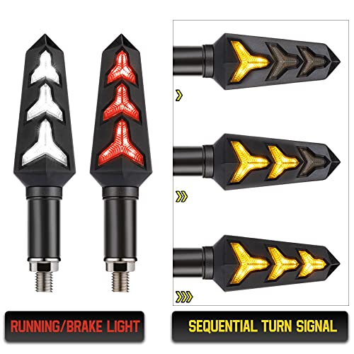 KICRY Sequential Turn Signal Motorcycle Blinkers LED Front Rear Flowing Indicators Daytime Running Light Universal Compatible with Harley Honda Kawasaki Suzuki Yamaha - Image 2