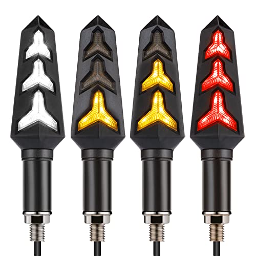 KICRY Sequential Turn Signal Motorcycle Blinkers LED Front Rear Flowing Indicators Daytime Running Light Universal Compatible with Harley Honda Kawasaki Suzuki Yamaha - Image 1