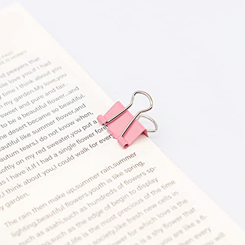 YCVIORING Pink Binder Clips, Mini Paper Clip, Small Paper Clamps 15mm (5/8 inch), 100 Pack Micro Size Office Clips for Home School and Business (Pink) - Image 2
