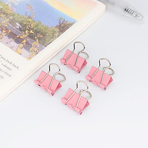 YCVIORING Pink Binder Clips, Mini Paper Clip, Small Paper Clamps 15mm (5/8 inch), 100 Pack Micro Size Office Clips for Home School and Business (Pink) - Image 3