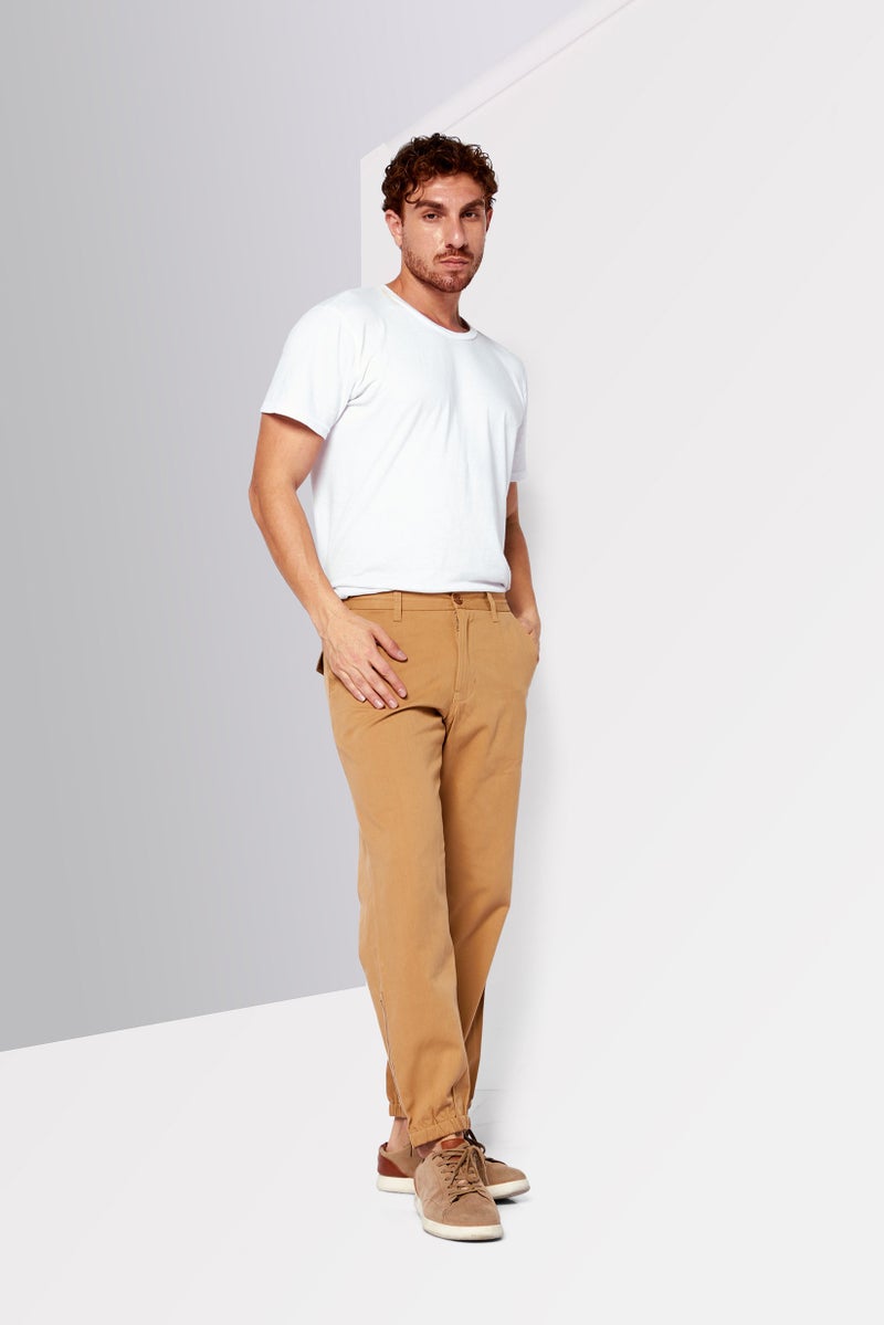 GUCCI Men Regular Fit Solid Drawstring Pants, Tan - Image 2