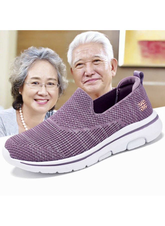 Egchi Mom Shoes Foot Force Casual Walking Shoes Lightweight Soft Bottom One-step Middle-aged And Elderly Women's Shoes 5907a Purple 36 - Image 4