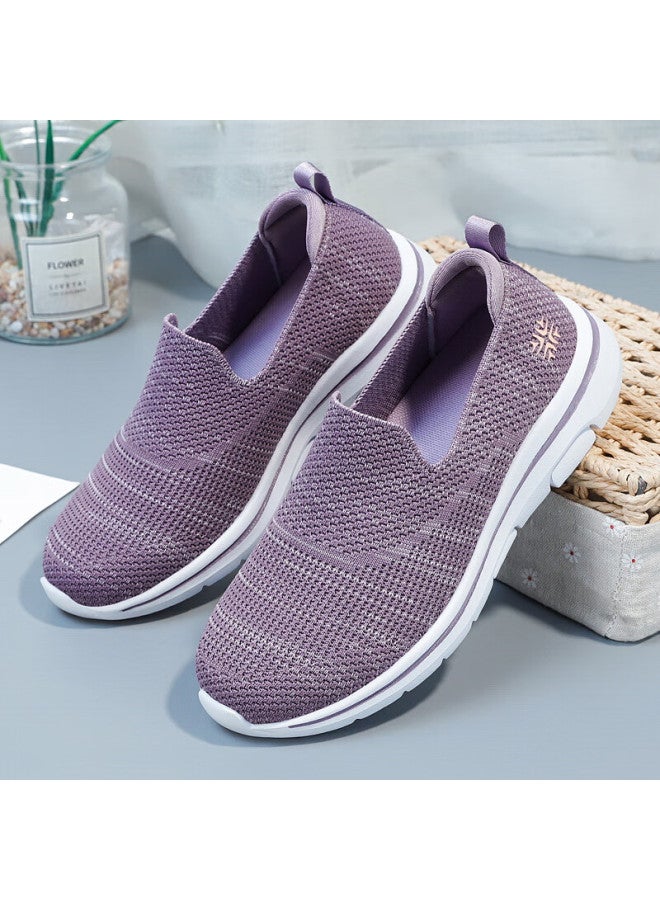 Egchi Mom Shoes Foot Force Casual Walking Shoes Lightweight Soft Bottom One-step Middle-aged And Elderly Women's Shoes 5907a Purple 36 - Image 2