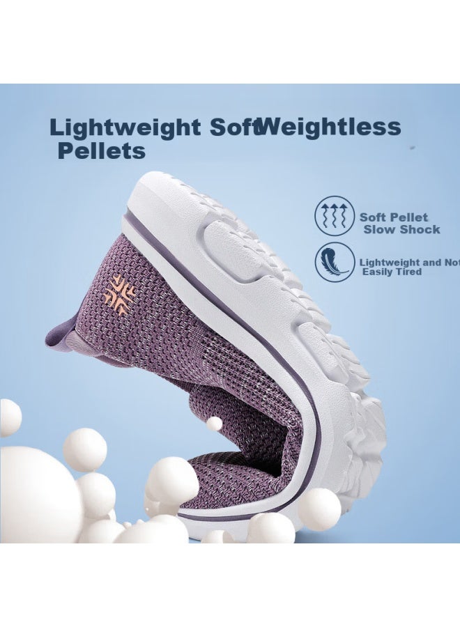 Egchi Mom Shoes Foot Force Casual Walking Shoes Lightweight Soft Bottom One-step Middle-aged And Elderly Women's Shoes 5907a Purple 36 - Image 1