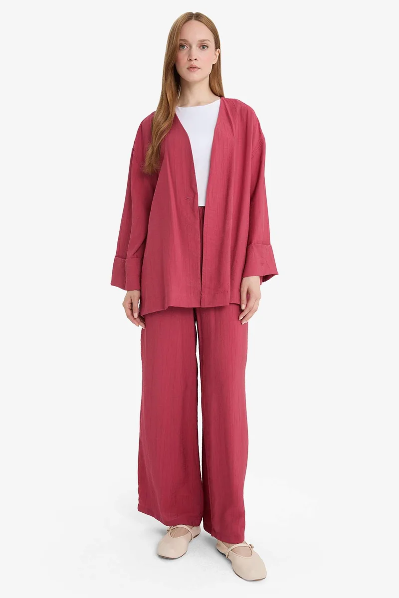 DeFacto Wide Leg Crinkle Fabric Trousers