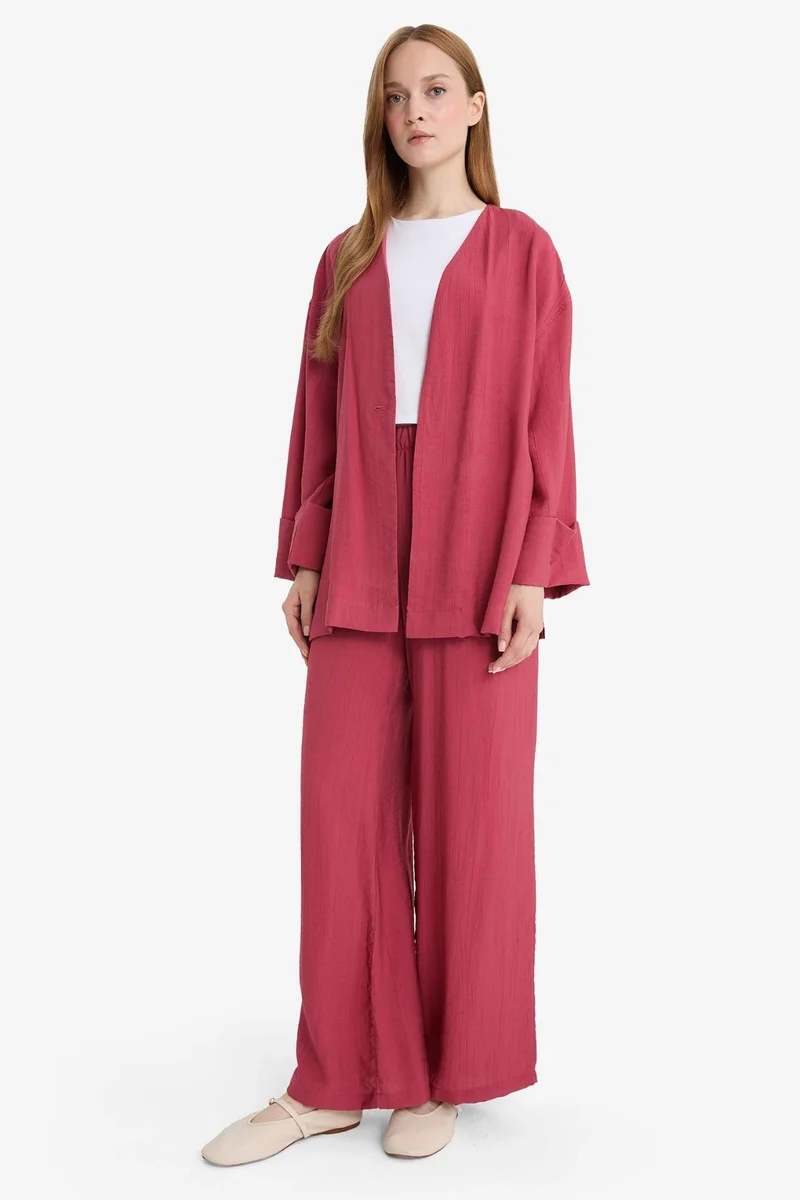 DeFacto Wide Leg Crinkle Fabric Trousers