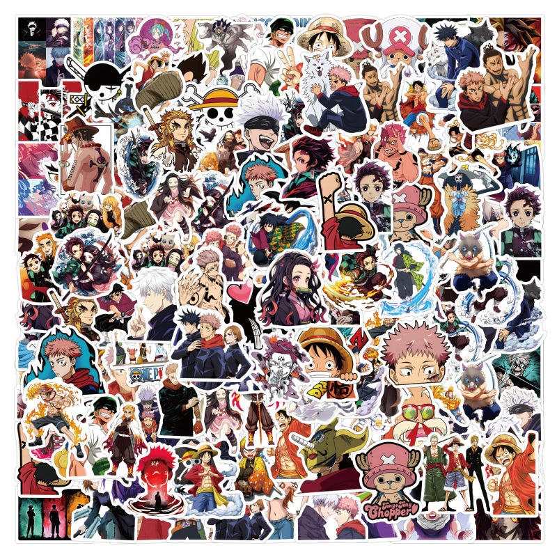 WYKDAG 200Pcs Kids Manga Stickers Mixed Pack,Cartoon Characters Stickers Movie Decorative Sticker for Kids Teens Adults Waterproof Sticker for Water Bottle Laptop - Image 1