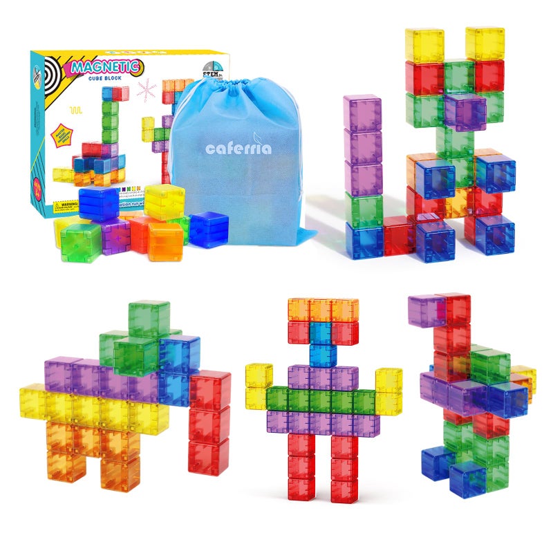 Caferria 14 inch Large Magnetic Blocks for Kids 30pcs Magnet Building Blocks Preschool STEM Sensory Montessori Stacking Cubes Educational Building Toys for 3 4 5 6 7 8 Year Old Boys Girls - Image 3