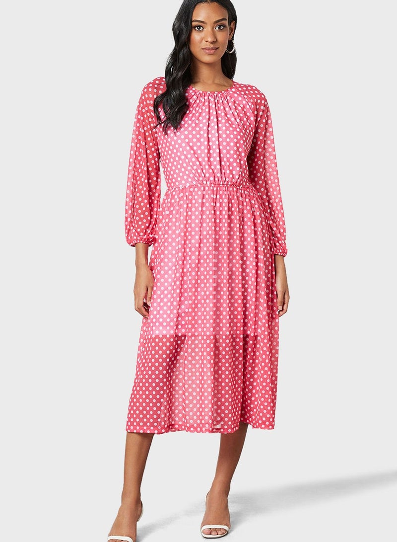 SIVVI for HANIYA Polka Dot Midi Dress - Image 1