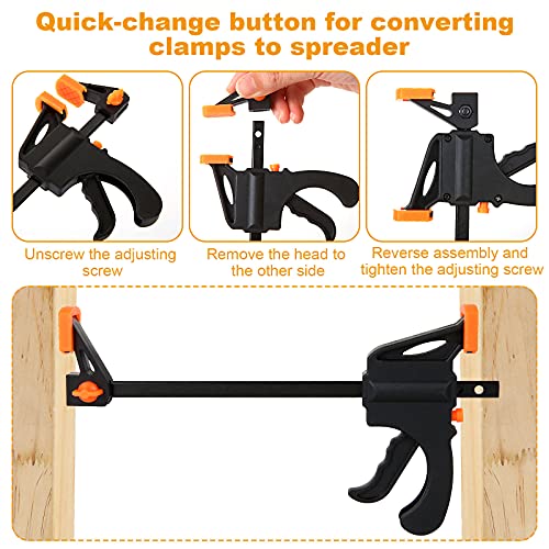 LISHINE 12 Pack 4 Inch Bar Clamps for Woodworking Quick Grip Clamps Trigger Clamp One Handed Ratchet Clamp, Mini Small Bar Clamps for Craft Wood Clamps for Gluing - Image 4