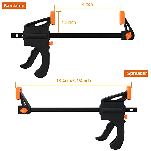 LISHINE 12 Pack 4 Inch Bar Clamps for Woodworking Quick Grip Clamps Trigger Clamp One Handed Ratchet Clamp, Mini Small Bar Clamps for Craft Wood Clamps for Gluing - Image 2