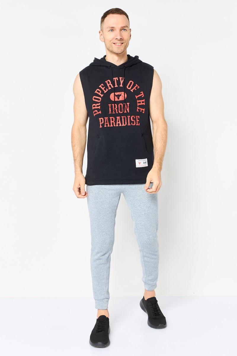 UNDER ARMOUR Men Loose Fit Sleeveless Training Hoodie, Black - Image 2