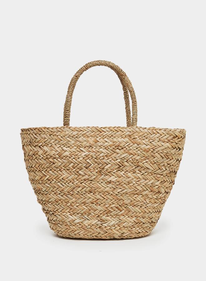 Styli Flamingo Embroidered Beach Handbag with Double Top Handles - Image 2