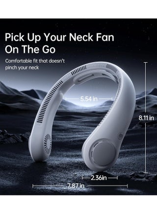 JISULIFE Portable Neck Fan 4 - 5000mAh, Neckbrace Personal Hands Free, 5 Speed Gears Adjustment, Wearable Bladeless Quiet Rechargeable for Outdoor Indoor, Gifts for Women Men-  Grey - view 5