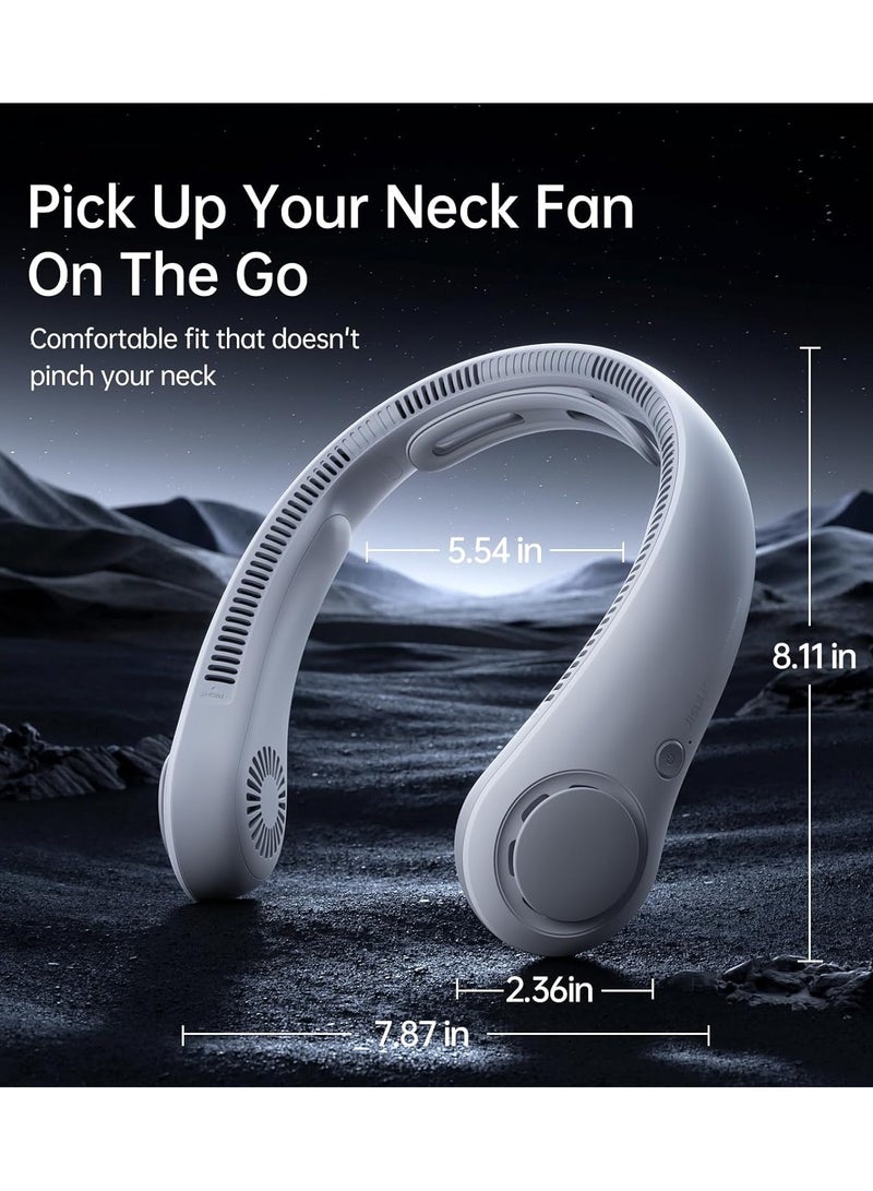 JISULIFE Portable Neck Fan 4 - 5000mAh, Neckbrace Personal Hands Free, 5 Speed Gears Adjustment, Wearable Bladeless Quiet Rechargeable for Outdoor Indoor, Gifts for Women Men-  Grey - Image 5