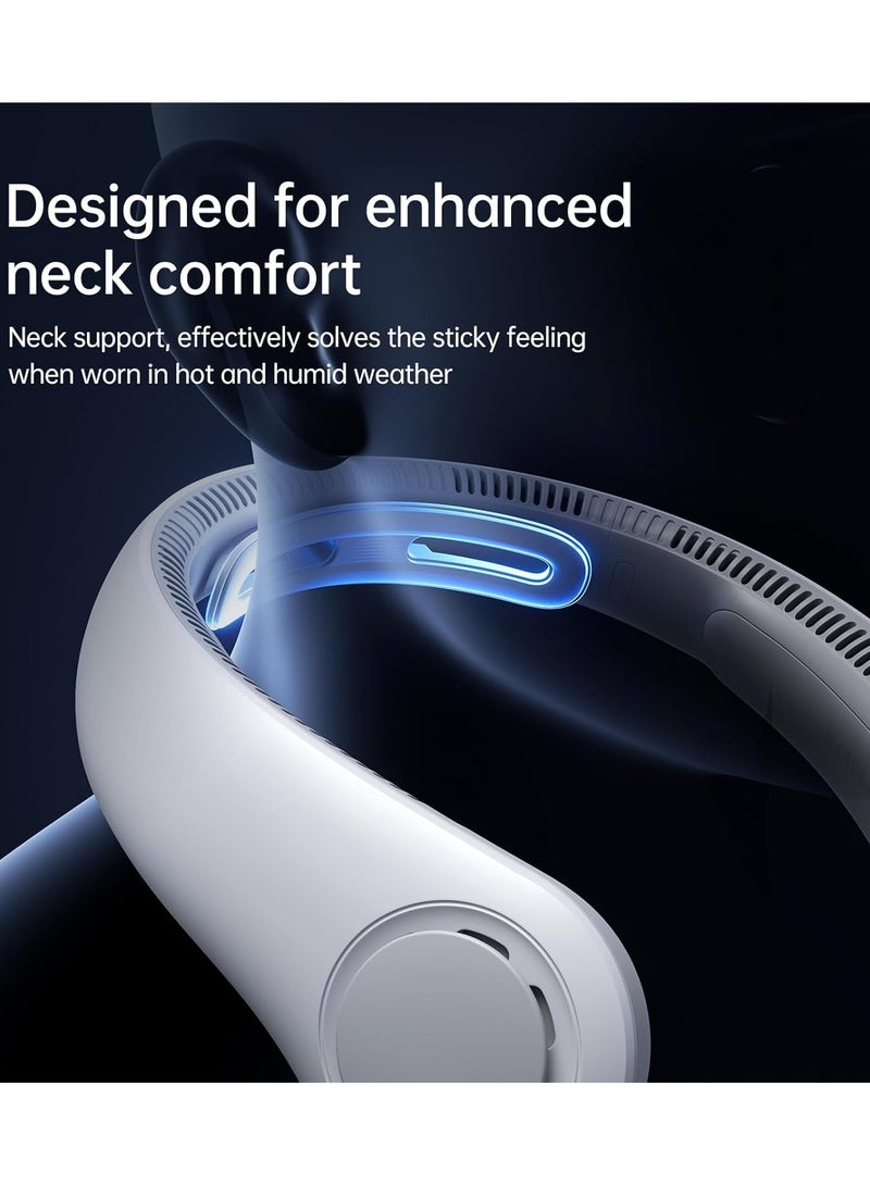 JISULIFE Portable Neck Fan 4 - 5000mAh, Neckbrace Personal Hands Free, 5 Speed Gears Adjustment, Wearable Bladeless Quiet Rechargeable for Outdoor Indoor, Gifts for Women Men-  Grey - Image 2