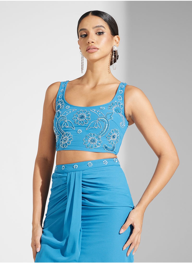 Frock and Frill 3 Pack Embellished Top & Skirt & Oversized Shrug Set  - Image 3