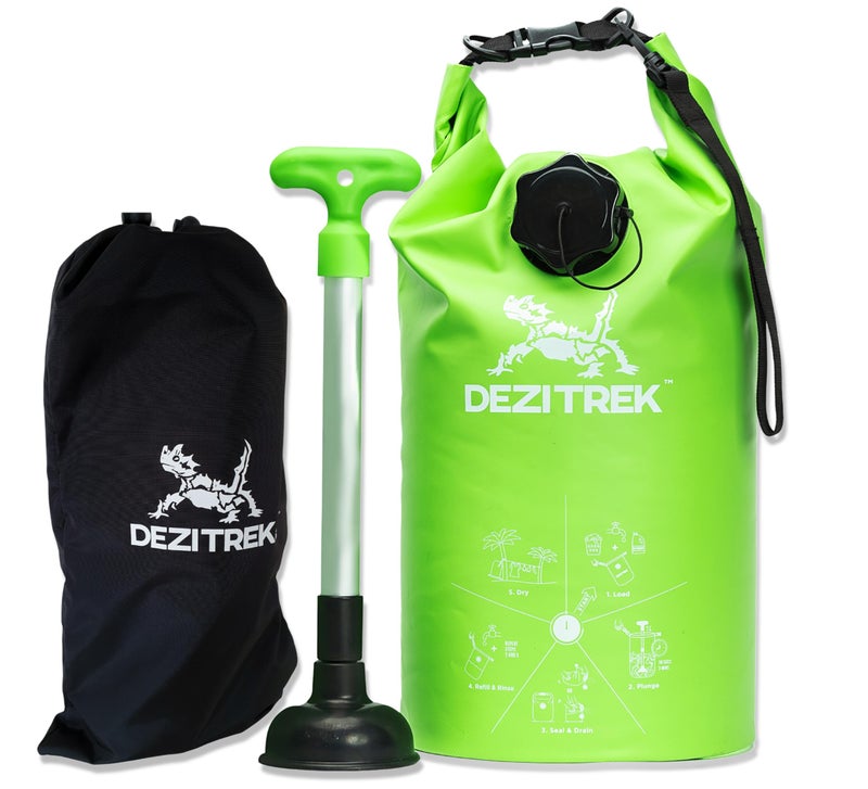 Dezitrek All in One Hand Wash Bag and Plunger Set - Off Grid Washing Machine Non Electric for Camping Travel | Eco Friendly Portable Manual Clothes Washer Laundry Bag for RV's (Medium) - Image 1