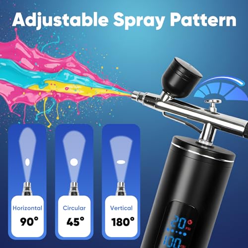 chufa Airbrush Kit with Air Compressor, 48 PSI High-Pressure Cordless Airbrush, 6000mAh Rechargeable, 3-Speed, Dual-Action, 0.2/0.3/0.5 mm Nozzles & 3 Cups, Non-Clogging for Painting, Models, Cake & Makeup - Image 4