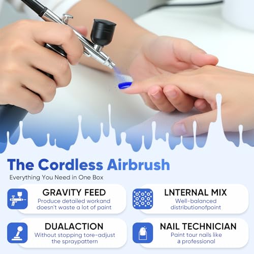 chufa Airbrush Kit with Air Compressor, 48 PSI High-Pressure Cordless Airbrush, 6000mAh Rechargeable, 3-Speed, Dual-Action, 0.2/0.3/0.5 mm Nozzles & 3 Cups, Non-Clogging for Painting, Models, Cake & Makeup - Image 5