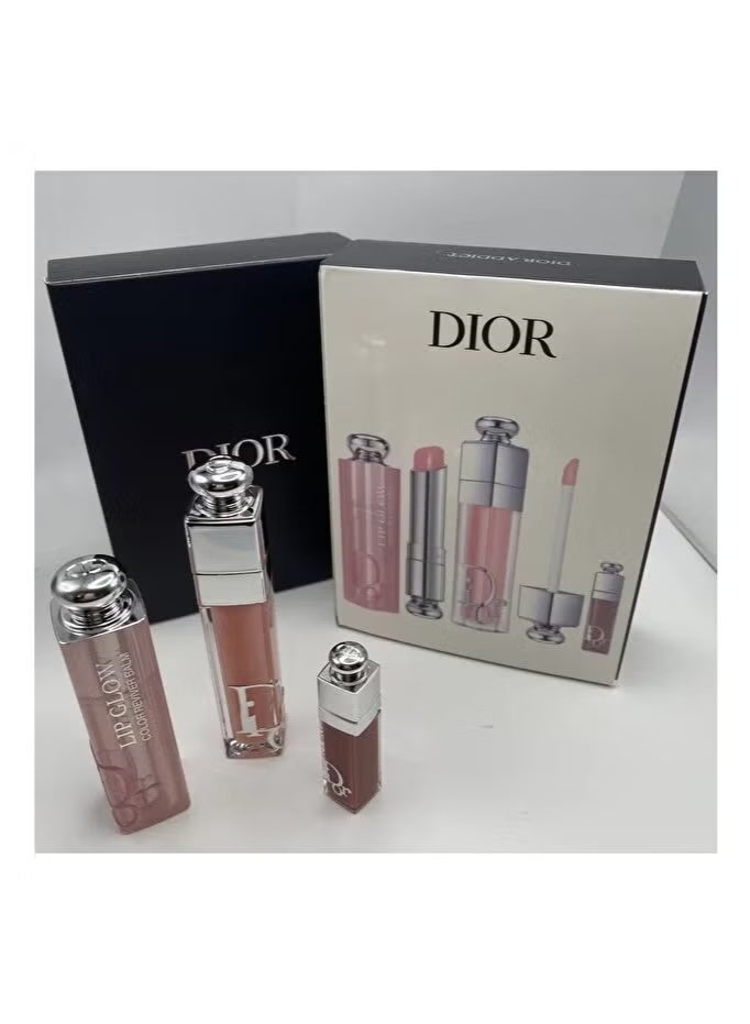 Dior Rouge مجموعة ديور أديكت 3 قطع (001 وردي) لمسة شفاه، مكثف شفاه وضروريات الشفاه المصغرة - Image 3