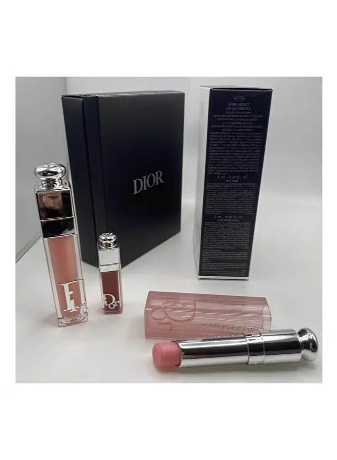Dior Rouge مجموعة ديور أديكت 3 قطع (001 وردي) لمسة شفاه، مكثف شفاه وضروريات الشفاه المصغرة - Image 5