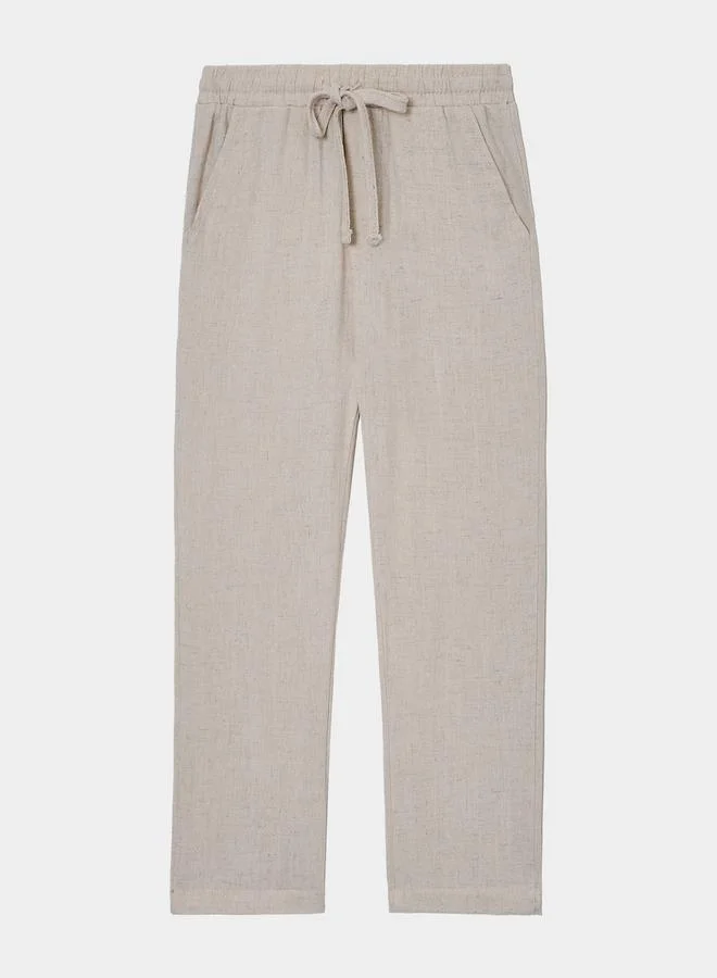 Styli Boys Beige Linen Drawstring Pants