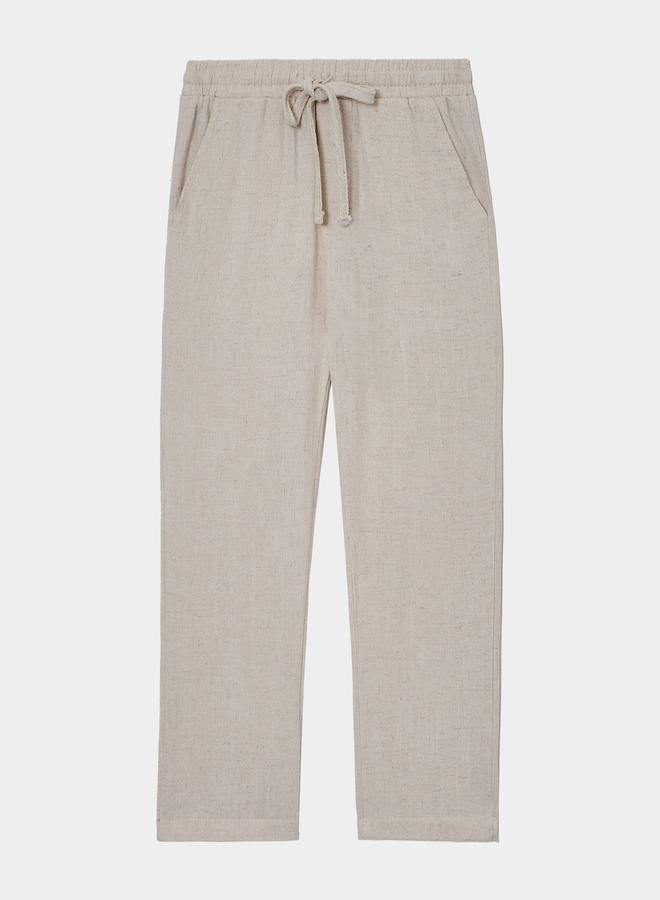 Styli Boys Beige Linen Drawstring Pants - Image 1